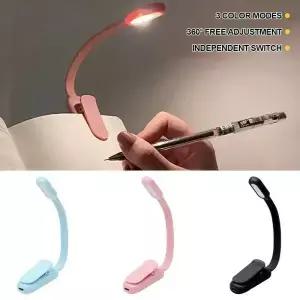USB 미니 LED 책 밤 3 밝은 색상 조정 가능한 밝기 클립 온 연구 램프 여행 침실 를위한 충전식