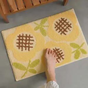 부드러운 디자인 러그 욕실 현관 발매트 플로럴 40x60