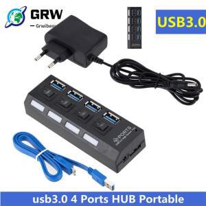 USB 허브 3.0 초고속 5Gbps 4 포트 PC Acc 용 외부 전원 어댑터가있는 마이크로 분배기