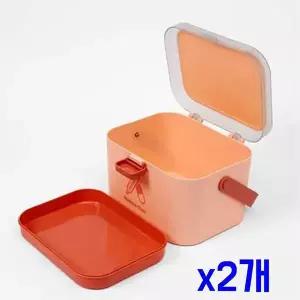 TBZ 2단 트레이 정리 손잡이 구급함(21.5cm) (핑크) x2개