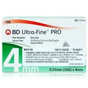 비디 울트라파인 프로 마이크로파인 펜니들 1박스[32G 4mm]+솜 100개 | BD 인슐린 주사기 주사바늘