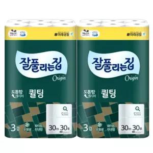미래생활 잘풀리는집 더도톰한 퀼팅 3겹 30m 30롤 x 2팩 화장지/휴지