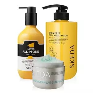 [스케다][30%OFF][스케다] 남자 대용량 3종세트(클렌징폼+올인원+수면팩)