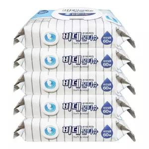변기에 버리는 비데 물티슈 캡형 60매 X 5개