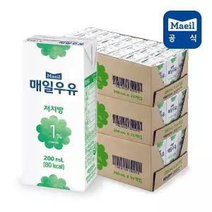 매일 저지방1프로 멸균우유 200ml 72팩/우유/음료/음료수