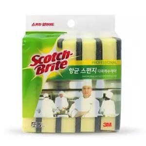 3M 항균 스펀지 다목적 수세미 5개입 SL-135/주방/그릇/세척/식기/냄비/설거지/부엌/설겆이/쑤세미/찌든때
