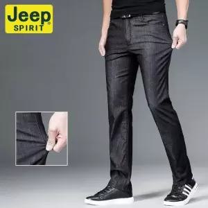 JEEP SPIRIT 봄 여름 남성용 얇은 데님 팬츠 스판 스트레이트 청바지