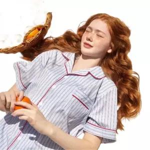 해원 P CK 실크핏 클로에 반팔 카라 커플 잠옷 세트 여름 홈웨어 277435