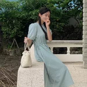 헤이블 바스락 스트링 롱 원피스 여름 여성 데일리룩 데이트룩