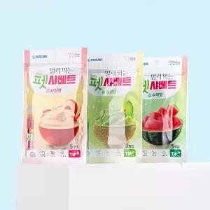 포켄스 얼려 먹는 펫샤베트 65g 강아지 여름 간식 시원한 과일 디저트 (3종 세트)