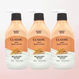 해피바스 순한 바디로션 베이비파우더향 400ml 3개