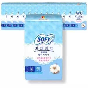 쏘피 바디피트 천연코튼 팬티라이너 롱 무향 40개 x 15팩