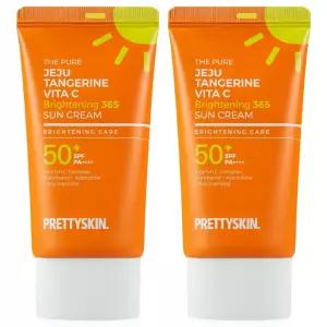 프리티스킨 비타C 브라이트닝 선크림 50ml 2개 기능성 썬크림 자외선차단제