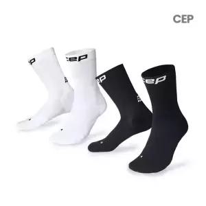 CEP 코어 런 미드 컷 삭스 블랙/화이트
