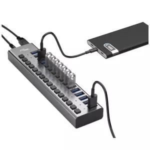 개별스위치 USB3.0 유전원허브 16포트 PC 컴퓨터 노트북 확장 분배기 고속충전