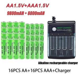 세라구 원래 충전식 배터리 1.5V AA9800mAh+AAA8800mAh+컴퓨터 시계 라디오 비디오 게임용 충전기 디지털