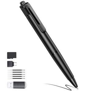TMKLOE 2.7K 소형 캠 카메라, 64GB 휴대용 카메라 펜, 미니 펜(유광 블랙)