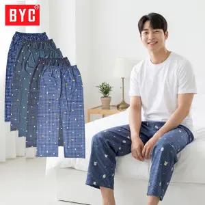 BYC 남자 40수 파자마 잠옷 바지 9부 순면 100% 편한 홈웨어 실내복 하의