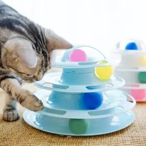고양이 디스크볼 4단 화이트 논슬립 움직이는 장난감
