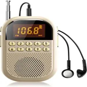 포켓 AM FM 라디오 1100mAh 충전식 블루투스 대형 스피커가 있는 미니 수신기 스테레오 이어폰 슬립