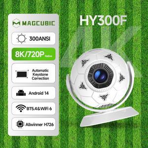 빔프로젝터 맥큐빅 안드로이드 14 8K HY300F 300 BT5 영화 LED WIFI6 축구 4 미니 홈시어터 안시