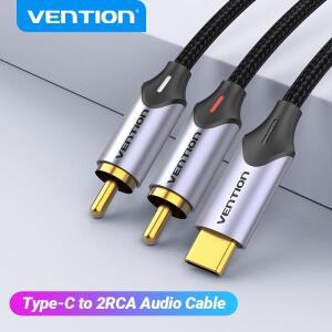 Vention USB C-RCA 오디오 케이블 유형 C-2 케이블(스피커 증폭기용) Huawei 샤오미호환 노트북 1m 2m 3m C