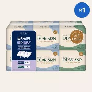 디어스킨 에어엠보 생리대 6팩 기획세트 (중형16p X 4팩 + 대형14p X 2팩)