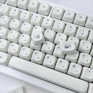 기계식 키보드용 귀여운 고양이 테마 원형 키캡 MOA 프로필 PBT 열 승화 우유 흰색 한글