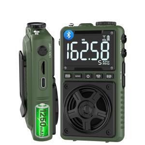 NOAA 날씨 경보 기능이 있는 블루투스 AM FM 단파 라디오 최고의 수신 성능을 갖춘 1250MAH 충전식 휴대용 포켓 5W 빅 스피커 디지털 튜너 및 이어폰 SD 카드 USB MP3 플레이어 지원