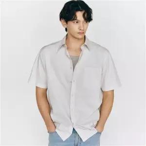 지오다노 캐주얼셔츠 스포츠셔츠 남자 포플린 루즈핏 반팔 남방 셔츠 045511