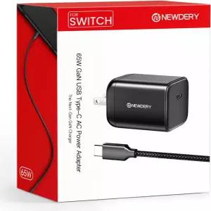 닌텐도 2용 뉴데리 스위치 2 충전기 65W AC 전원 어댑터 접이식 플러그 5FT USB 케이블 4K TV 도크 지원 PD