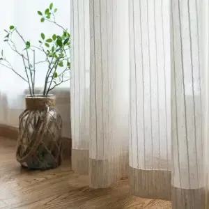 스트라이프 쉬어 커튼 코튼 린넨 블라인드 tulle 침실 거실 발코니 도서 방 맞춤 원사