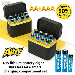 AA/AAA 리튬 이온 충전식 배터리용 8슬롯 급속 1.5V USB 박스