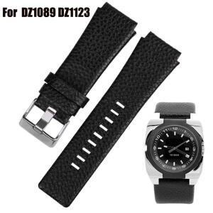 28X18mm 30X22mm 볼록한 입 호환 가죽 시계 밴드 디젤 DZ1089 DZ1123 교체 스트랩 블랙 브라운 화이트