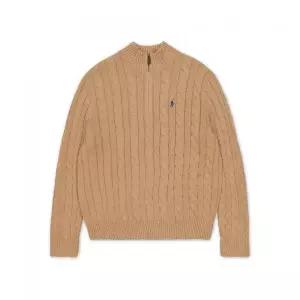[폴로 랄프 로렌]POLO RALPH LAUREN 5%케이블 니트 코튼 쿼터 지퍼 스웨터-브라운 MNPOSWE16820593-200-...