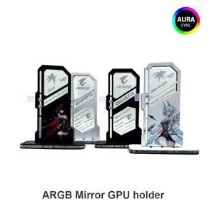 DIY 미러 VGA 홀더 ARGB 게이머 캐비닛 5090 수직 GPU 브래킷 지지대 잭 Sync PC 액세서리