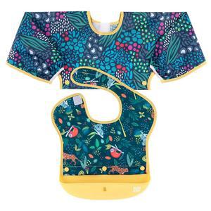 여자아이나 남자아이, 와 를 위한 범킨스 실리콘 턱받이 6-24 Mos, 식사, , 조합 패브릭 슈퍼 턱받이와 부착 가능한 포켓 캐처가 있는 긴 슬리브, 정글