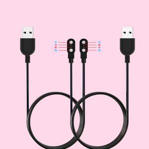 스마트 워치 충전기용 2핀 충전기, 2팩 [모델 A + B, 하나로 통합] 2.5mm 마그네틱 USB 충전 케이블