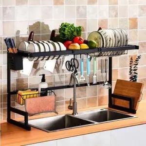 고품질 블랙 스텐싱크대선반(와이드85cm) (WE70B31)