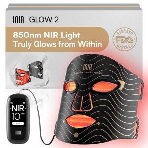 850nm NIR, 레드 & 블루 LED 라이트 테라피, 2600mAh 충전식 페이스 마스크로 집에서 빛나는 광채를 위한 INIA 테라피 마스크, 블랙 u2013 4가지 모드를 마스크