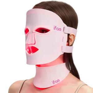 얼굴과 목을 위한 IFAE 레드 라이트 테라피, 850nm 적외선(NIR) 휴대용 테라피 마스크, 눈 보호 기능과 리모컨을 갖춘 진정한 주름 방지 스킨케어를 홈 핑크