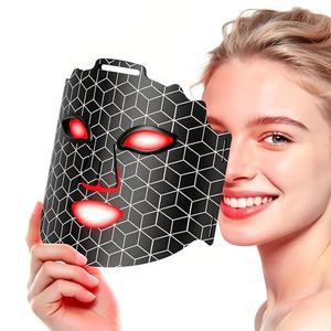 얼굴용 미페기 레드 라이트 테라피 마스크, 리모컨이 있는 4가지 모드 휴대용 LED 테라피, 180개의 비드, 재택근무 여행 요가용 적외선 마스크