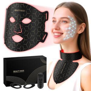 얼굴과 목을 위한 베르푸보 FDA 승인 적광 테라피, 850nm 및 660nm 근적외선 충전식 7-in-1 LED, 요가 또는 작업 중 노화 방지, 주름 감소 민감한 피부를 핸즈프리 실리콘