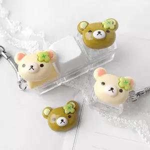 싼비즈 [6783-06]아크릴 키캡파츠 탑꾸재료 네잎클로버곰 23x17mm ,1개