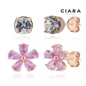 [씨아라]CIARA 14K Foggia 스톤 앤 플라워 컬러 귀걸이세트(GoldPlated)