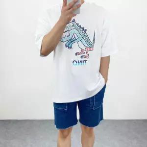 [엠클로]남자 오버핏 코튼 공룡 레터링 프린팅 커플 반팔티셔츠 남여공용 3컬러
