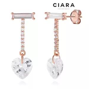 [씨아라]CIARA 14K Dairago 하트캐럿 오블롱 드랍 귀걸이(SilverPin)