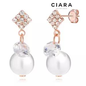 [씨아라]CIARA 14K Lainate 샤이닝큐브 캐럿 진주 귀걸이(SilverPin)