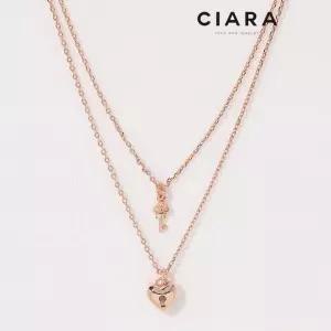 [씨아라]CIARA 14K Vanzago 하트 키앤락 더블라인 목걸이(GoldPlated)