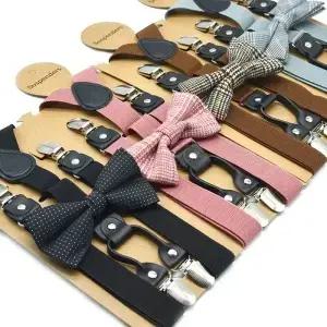 솔리드 컬러 Bowknot 탄성 가죽 멜빵 교정기 남성 여성 조절 가능한 스트랩 웨딩 정장 스커트 액세서리